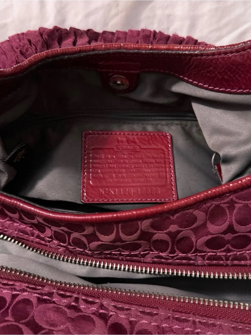 Coach Madison Maggie burgundy shoulder bag